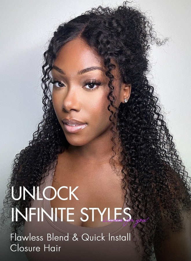 LUVME 13x4 وصلة شعر أمامية مجعدة عالية الدقة من الدانتيل الشفاف، شعر برازيلي بكر طبيعي 12A، لون أسود طبيعي، فرق حر، طول 20 بوصة - Image 2